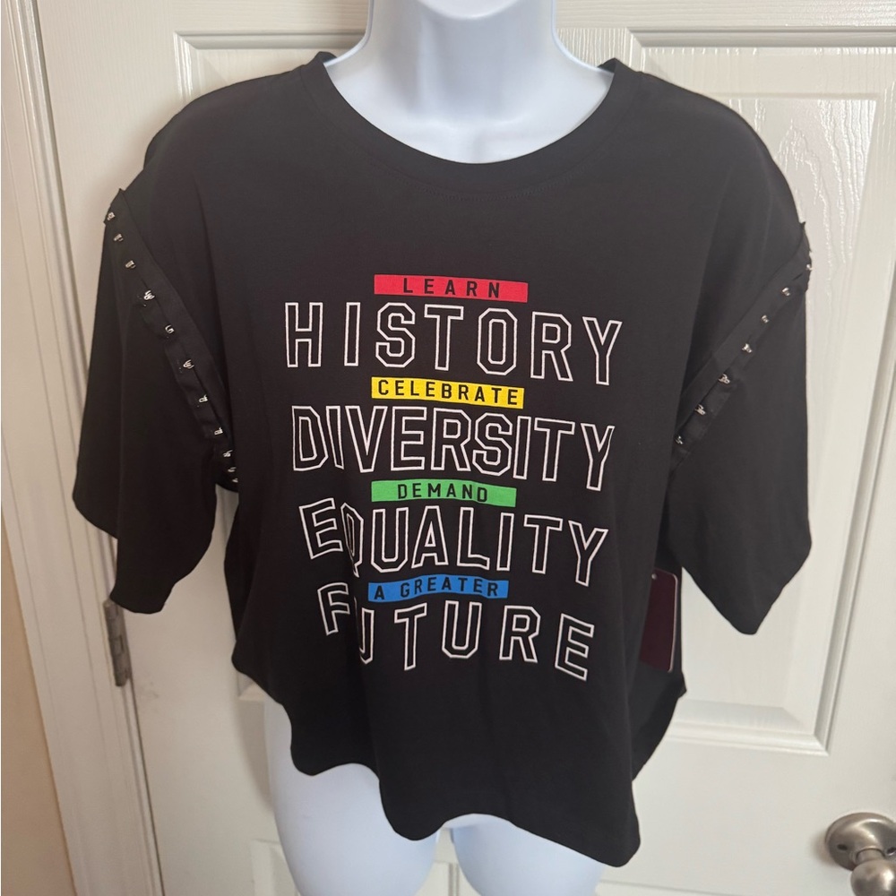 History Diversity Equality Future Womens 
Black Juneteenth Shirt Studded Sleeves